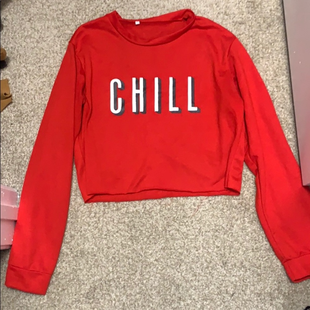 Chill red long sleeve semi cropped